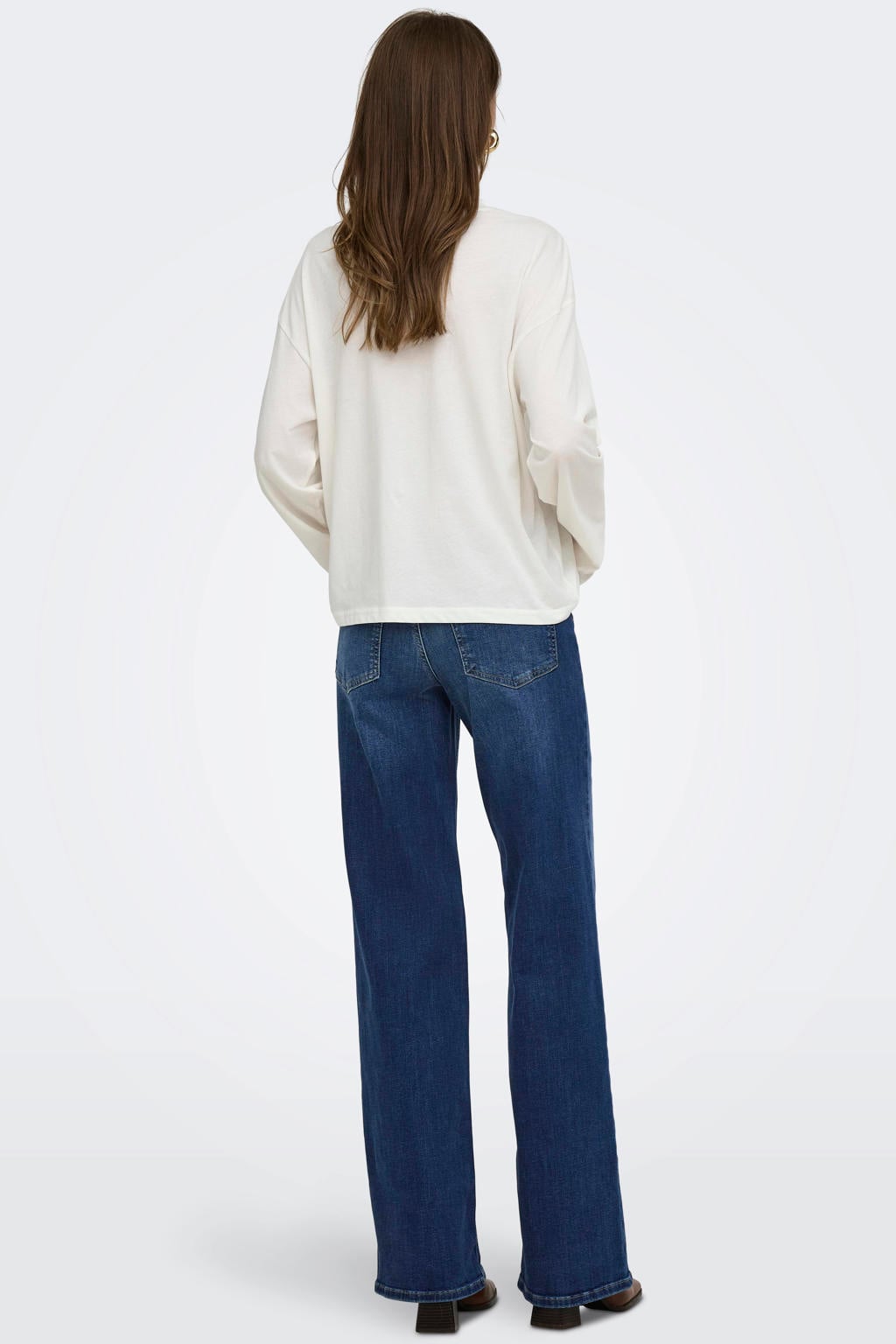 ONLY jeans met wijde pijpen - donkerblauw denim