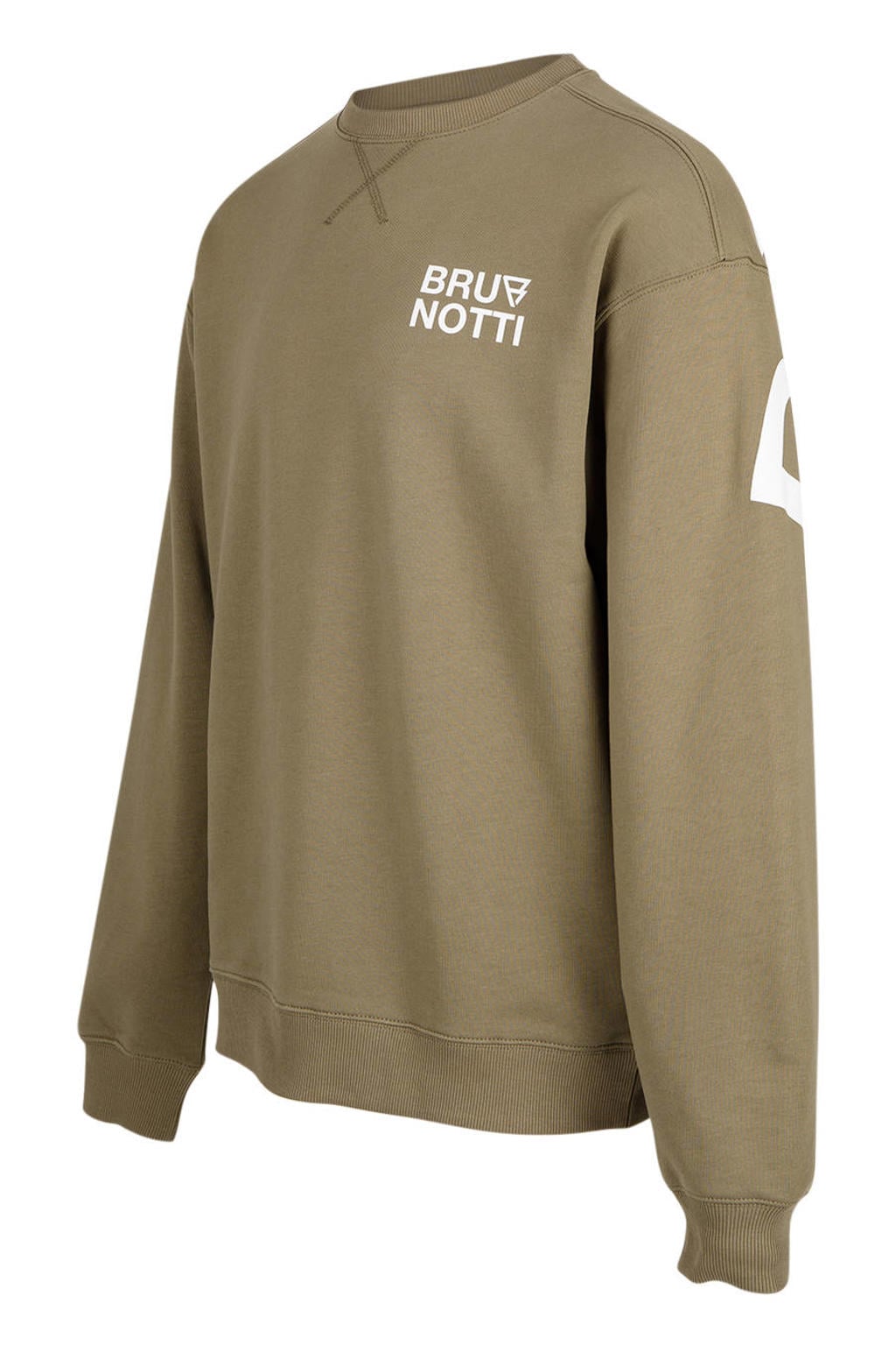 Groen en witte heren Brunotti katoenen outdoor sweater met backprint, lange mouwen en ronde hals