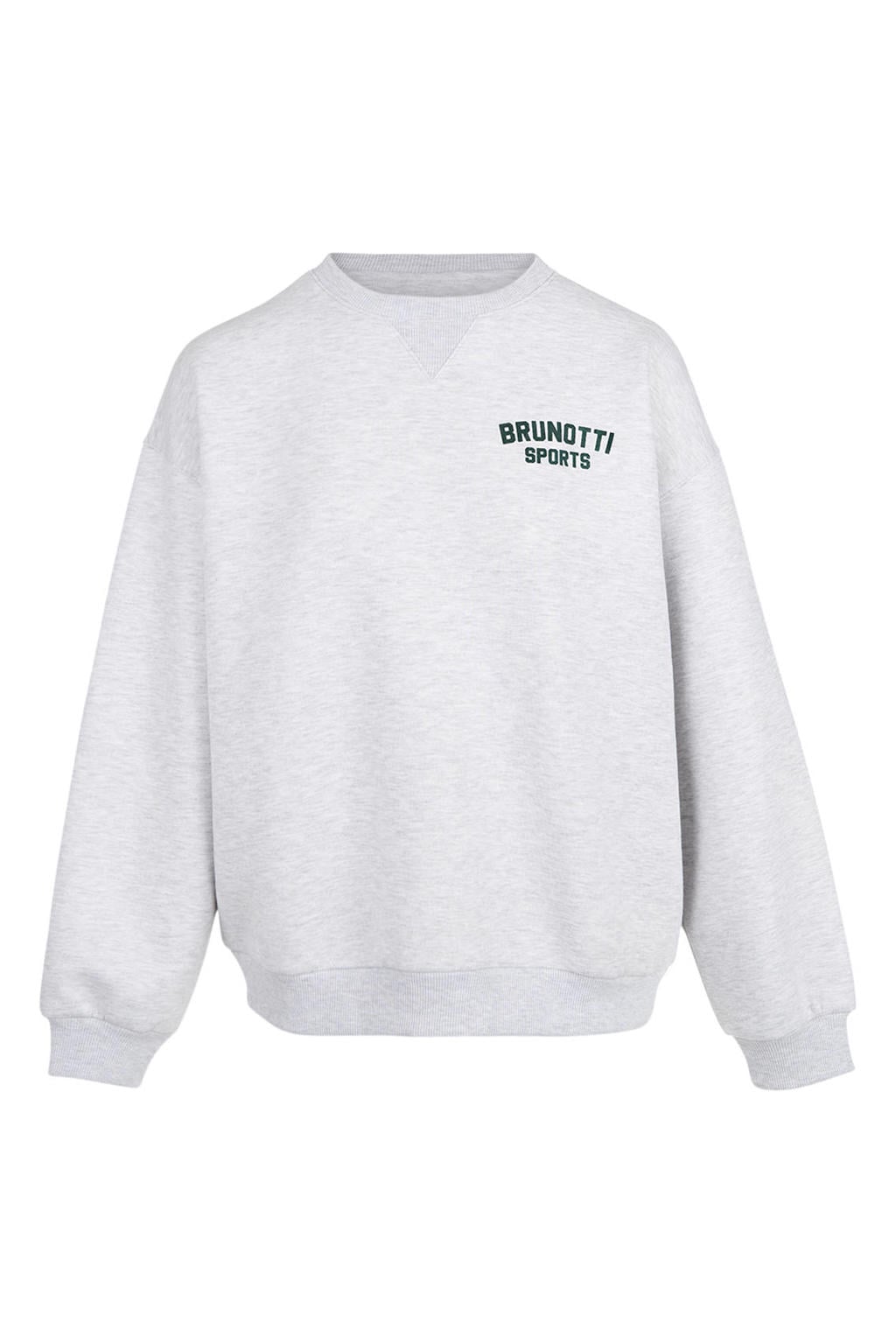 Lichtgrijze dames Brunotti katoenen outdoor sweater met backprint, lange mouwen en ronde hals