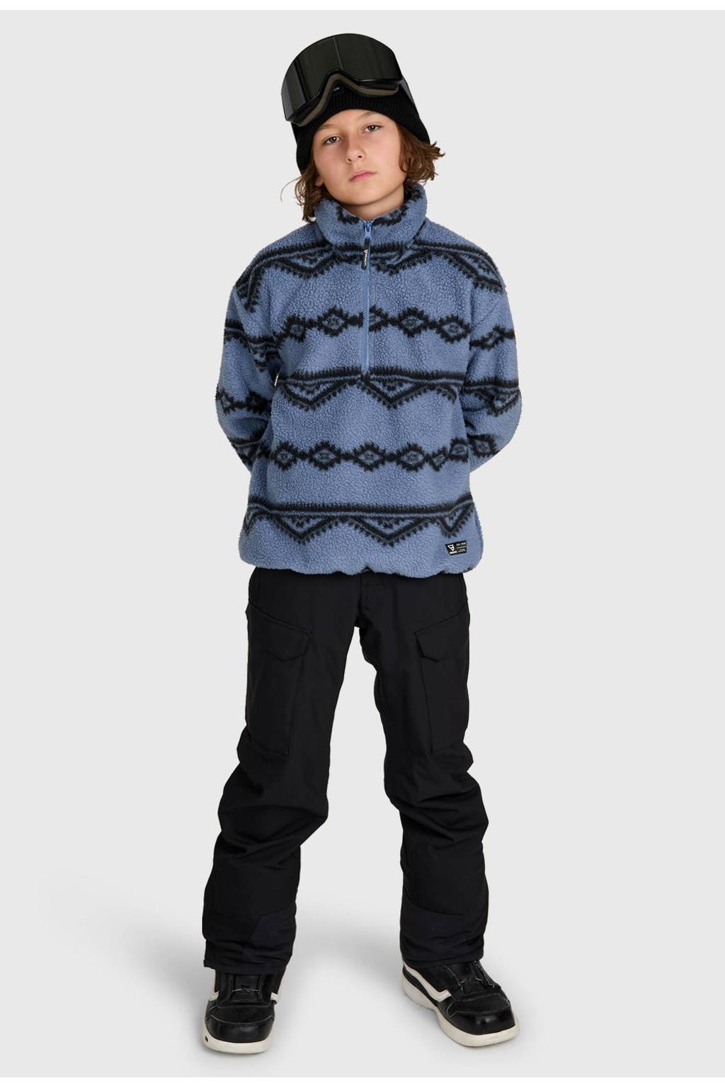 Brunotti Kennety fleece outdoor sweater met opstaande kraag - blauw