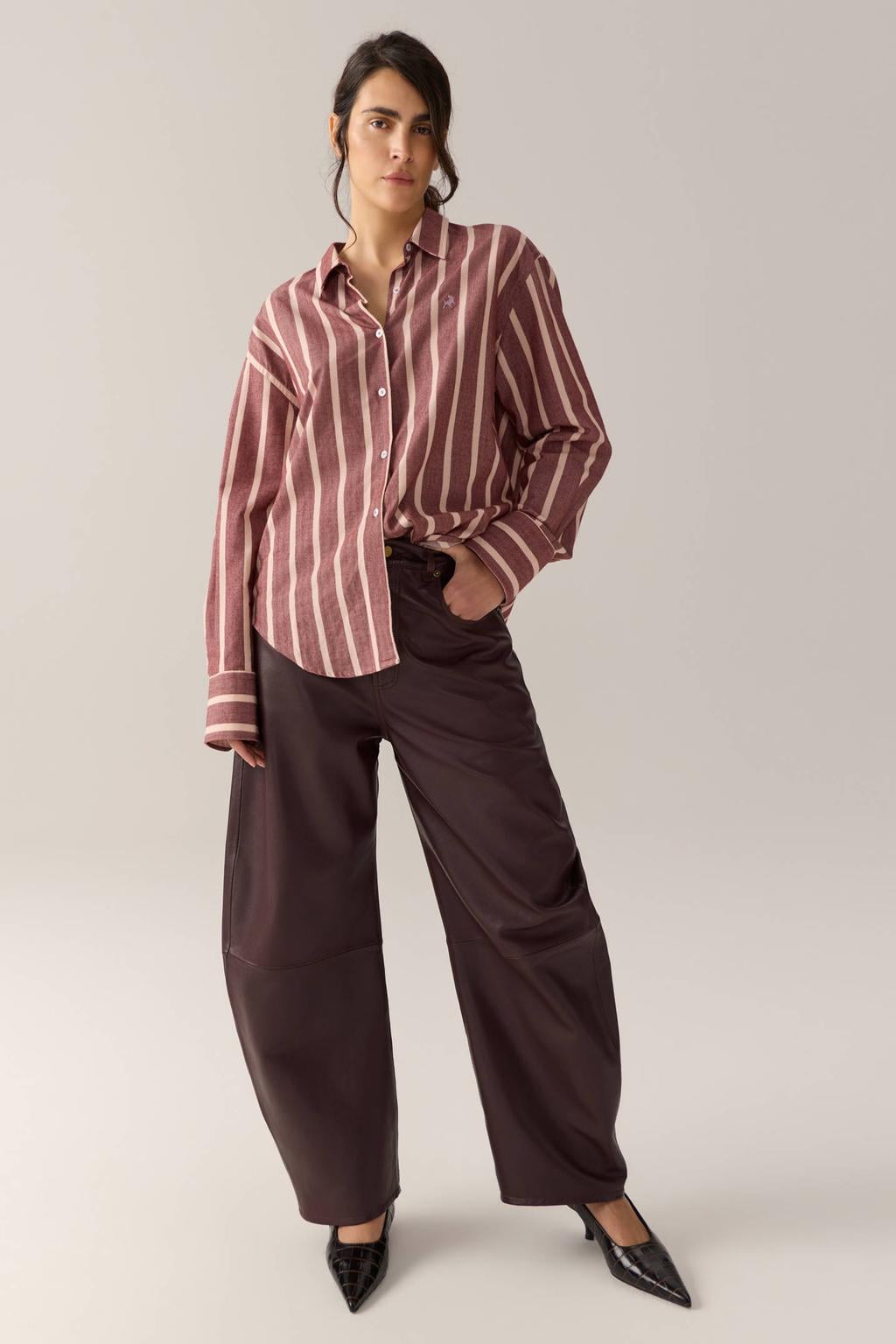 Lois leren barrel broek - donkerbruin