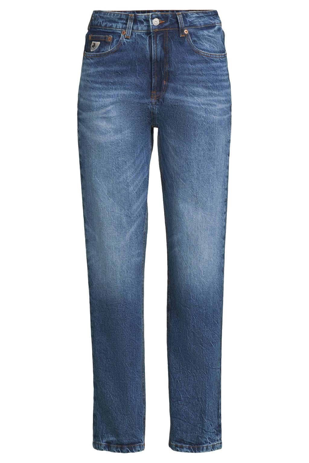 Dark blue denim dames Lois New Dana straight leg jeans van denim met rits- en knoopsluiting en effen