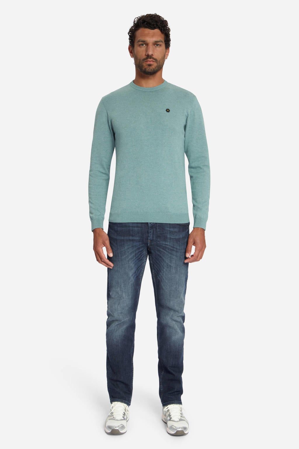 No Excess regular fit trui met melée - dusty blue