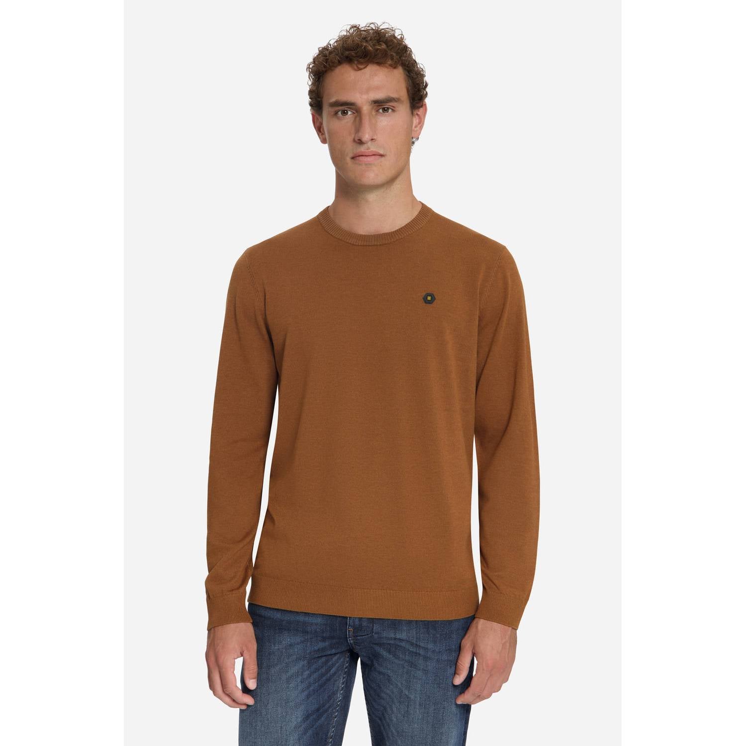 No Excess regular fit gebreide trui caramel