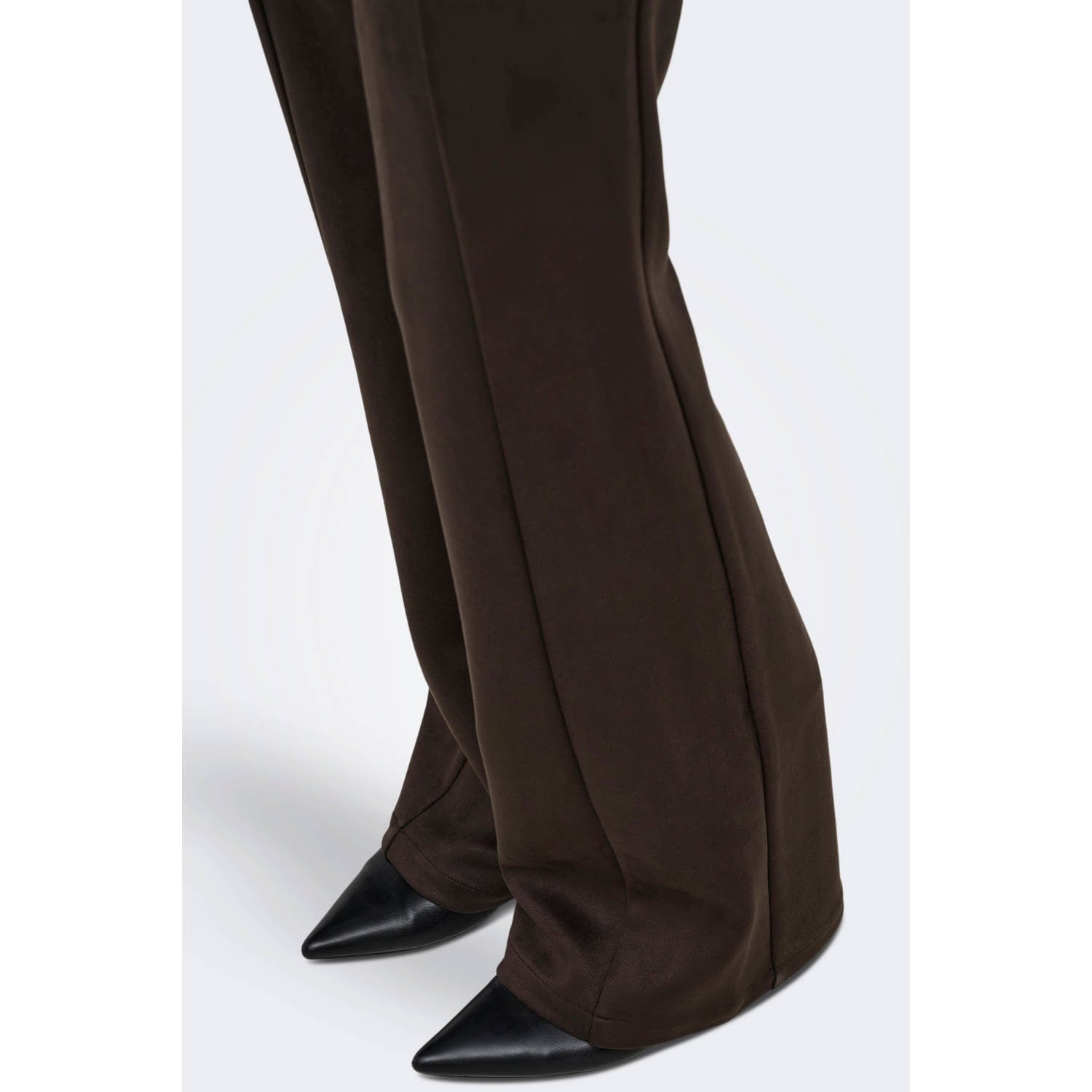 ONLY regular waist wide leg broek donkerbruin