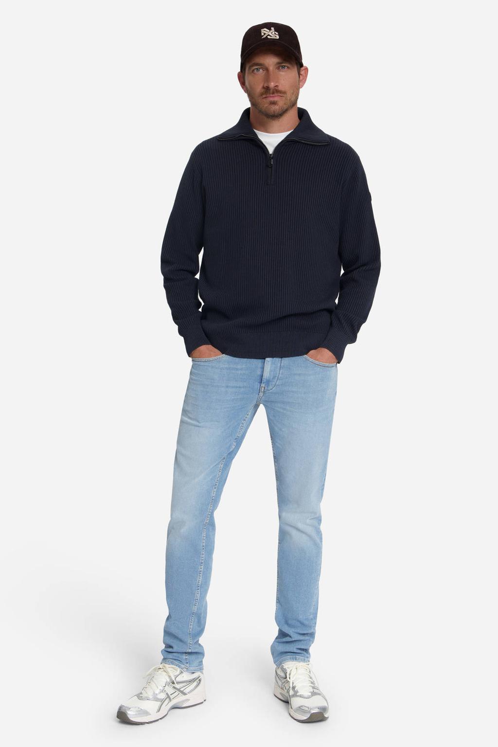 No Excess regular fit gebreide trui - donkerblauw
