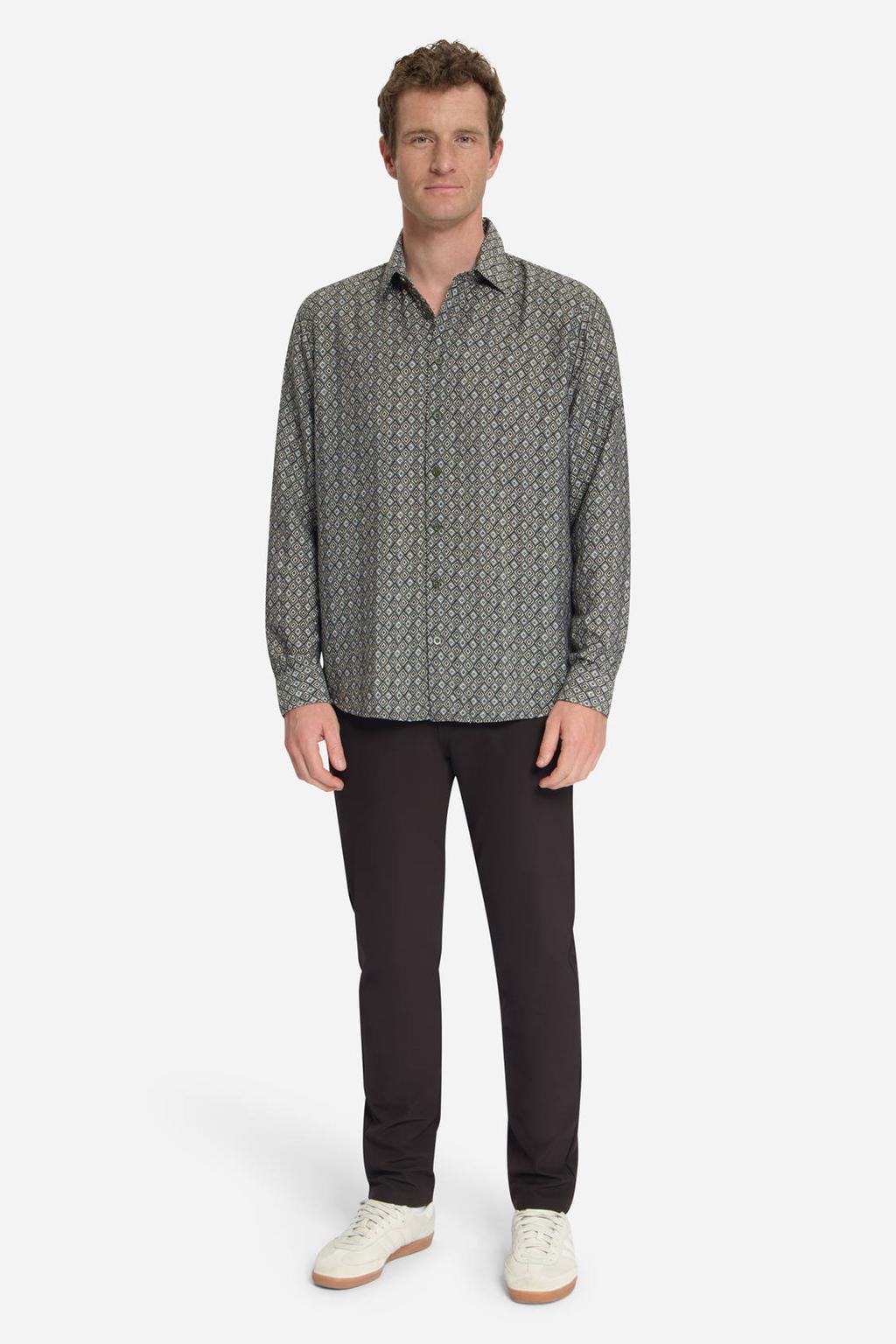 No Excess regular fit overhemd met print - groen