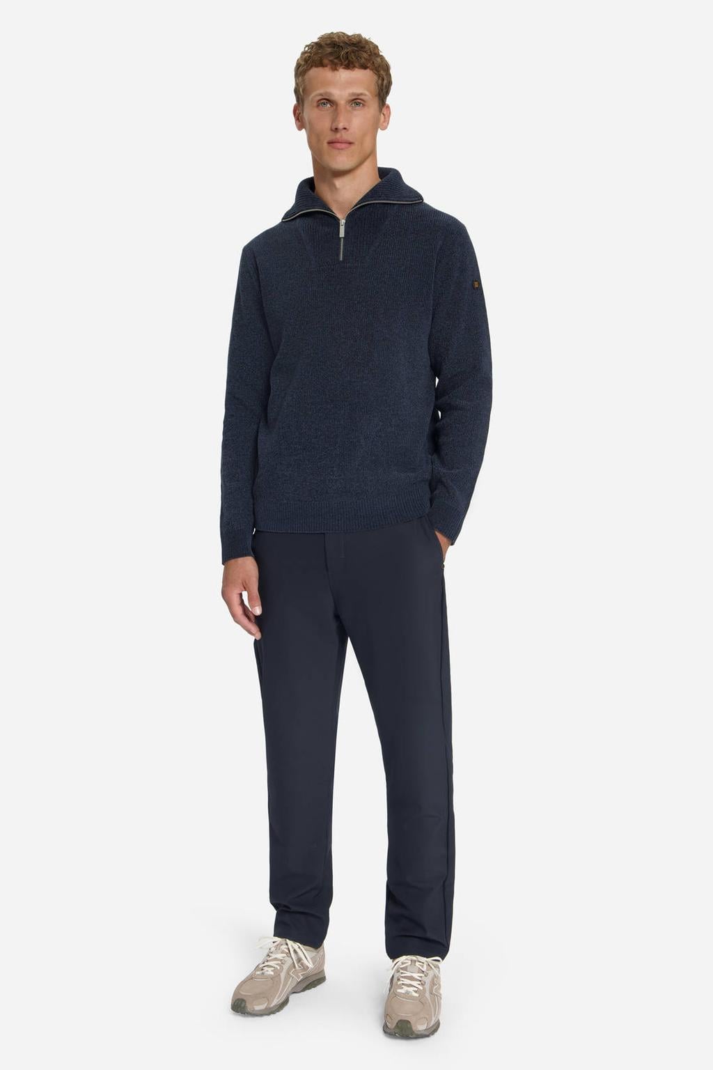 No Excess regular fit gebreide trui - donkerblauw