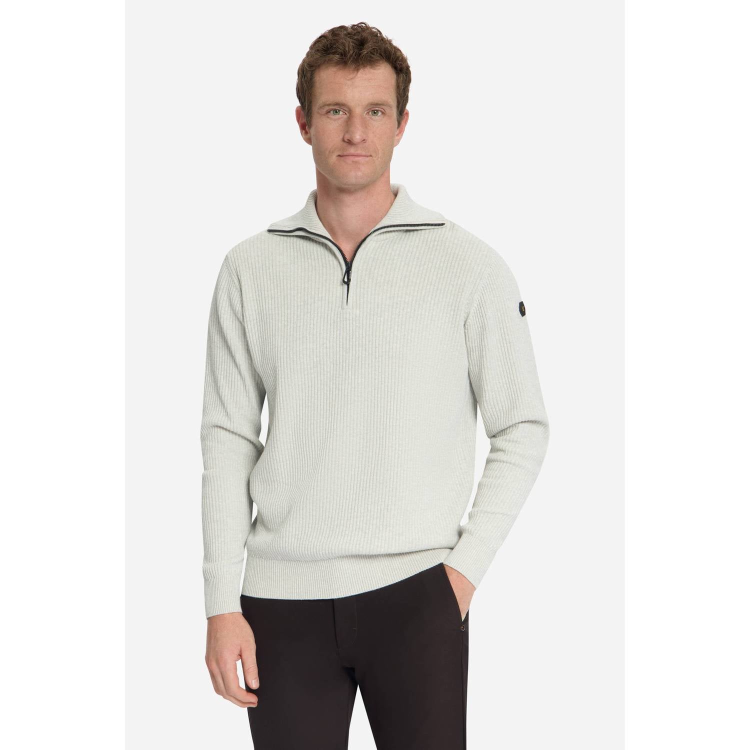 No Excess regular fit gebreide trui light grey