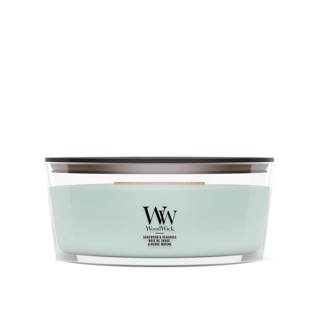 WoodWick geurkaars Sagewood & Seagrass - Ellipse