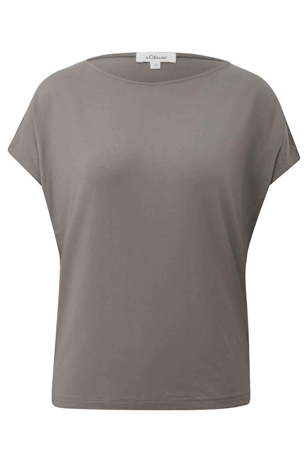 Grijze dames s.Oliver Curve top Plus Size van viscose met effen en korte mouwen