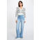 Morgan gebreid gestreept vest - wit
