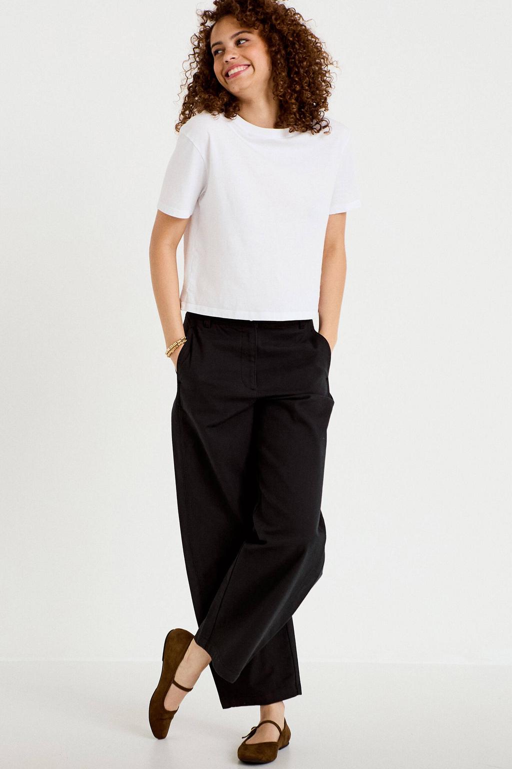 Zwarte dames Cache Cache barrel broek van katoen met regular waist, rits- en knoopsluiting en effen