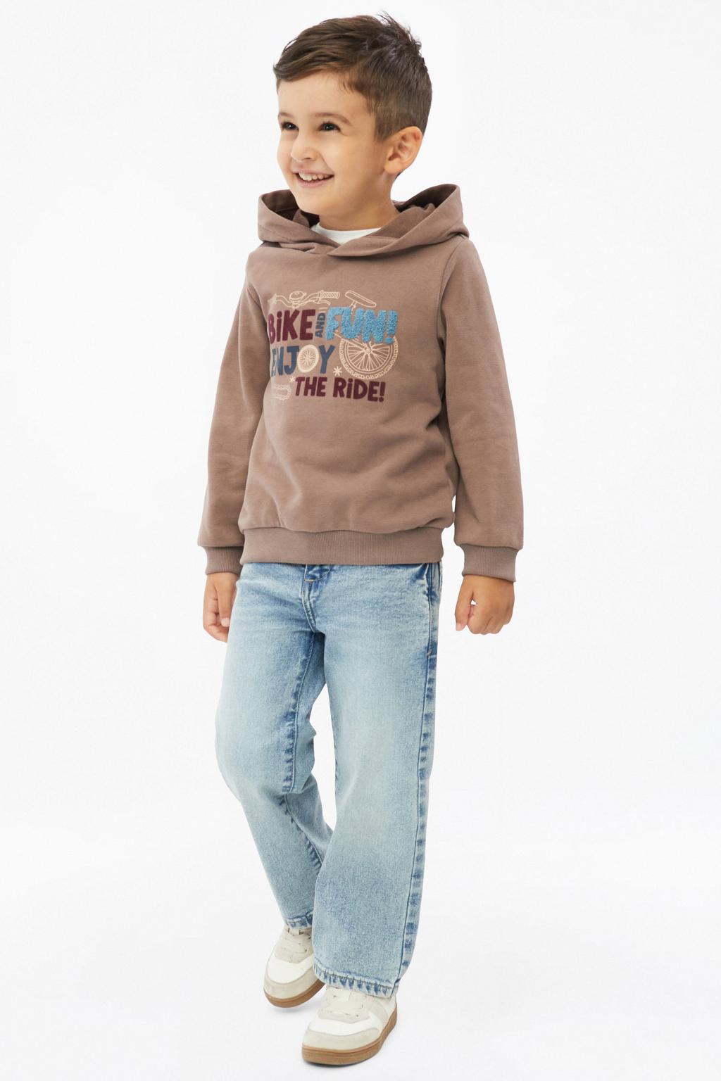 s.Oliver sweater met print - bruin