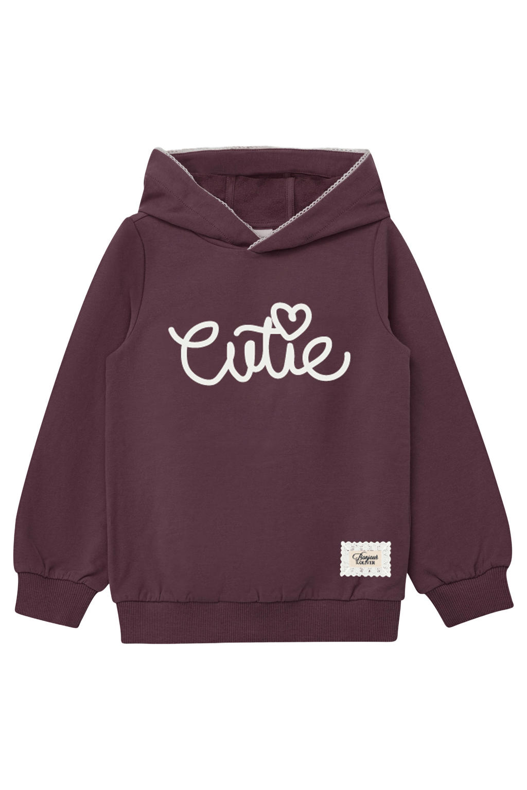 s.Oliver hoodie met tekst - donkerpaars