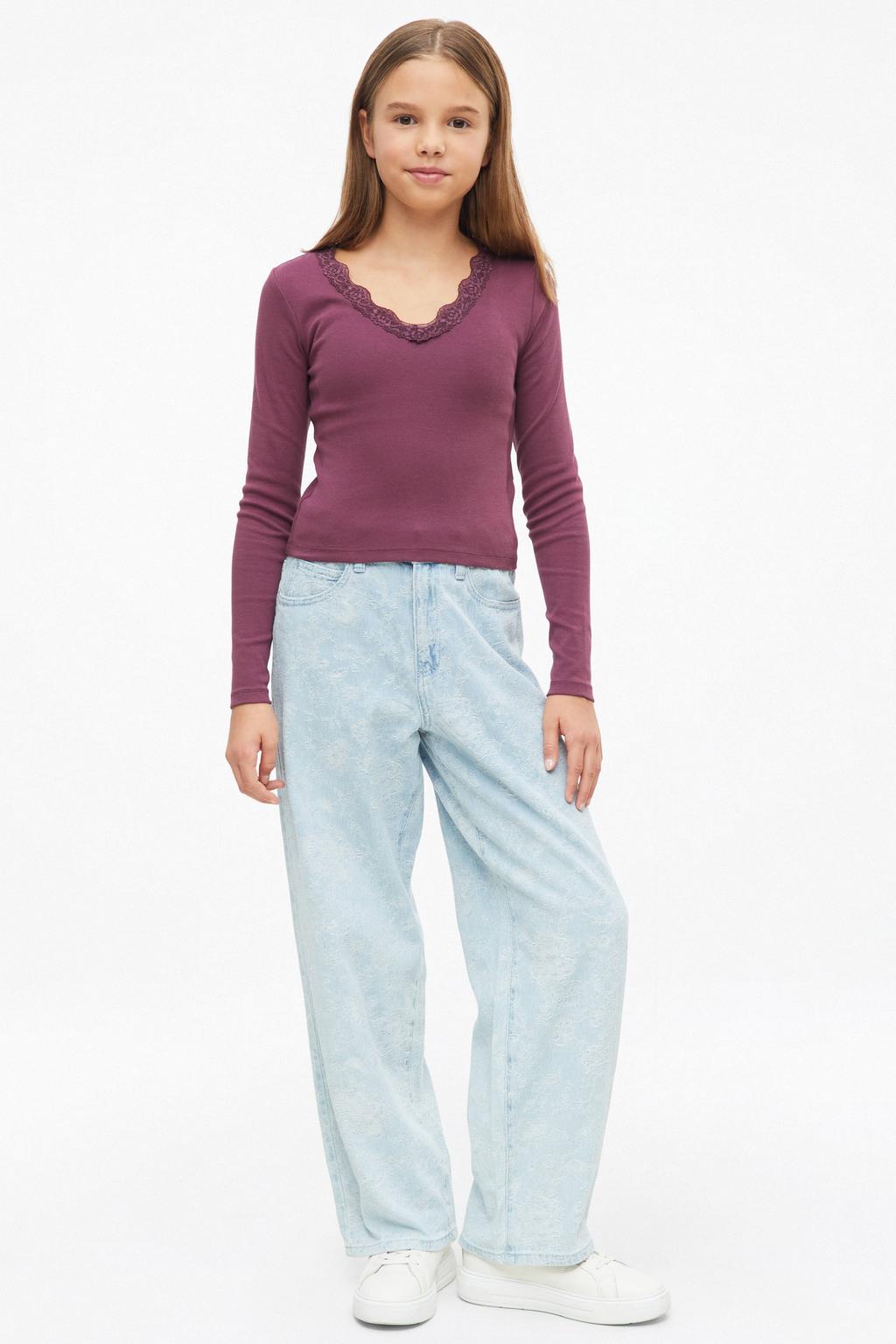 s.Oliver BIGGY regular waist wide leg jeans met print - lichtblauw