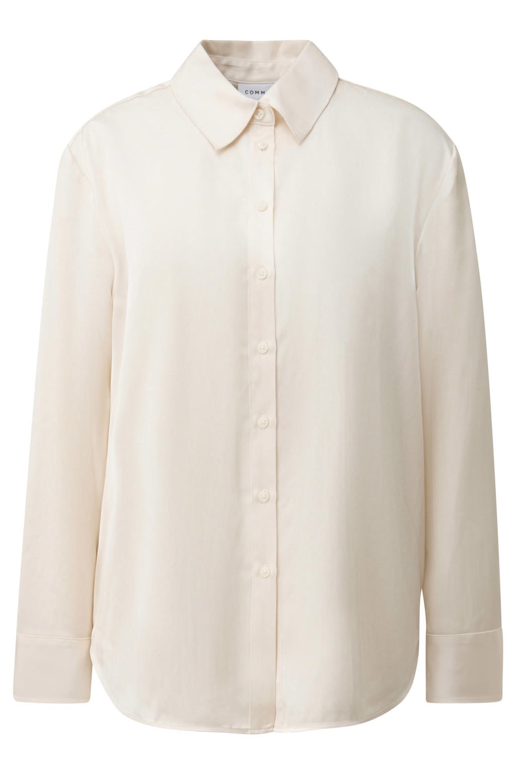 Ecru dames comma van viscose met effen, lange mouwen, klassieke kraag en knoopsluiting