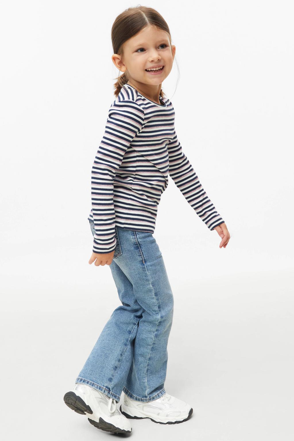 Donkerblauwe meisjes s.Oliver gestreepte longsleeve van katoen met lange mouwen en ronde hals