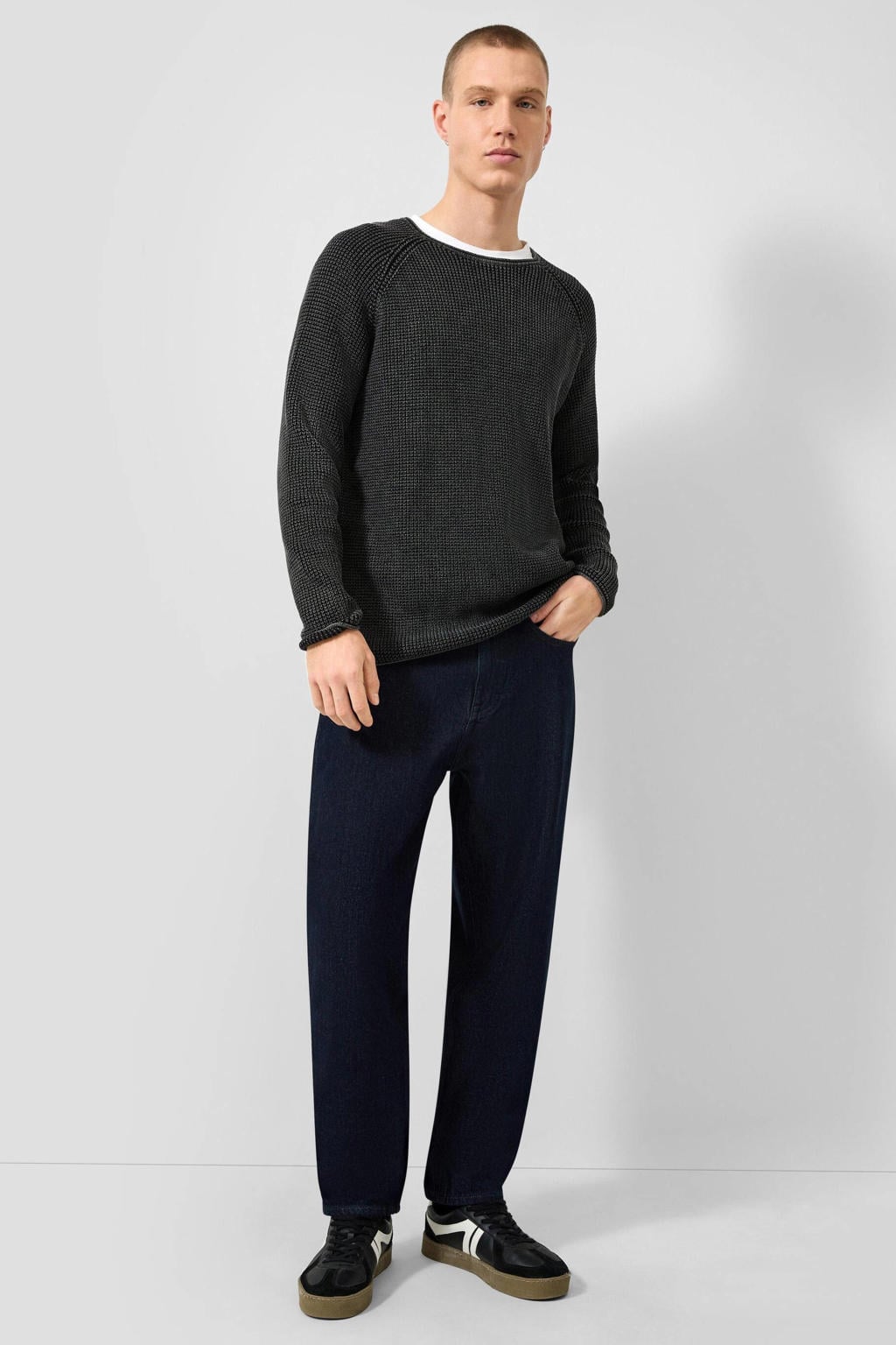 QS tapered jeans - donkerblauw