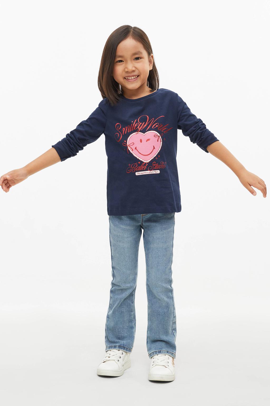 s.Oliver longsleeve met glitters en print - donkerblauw