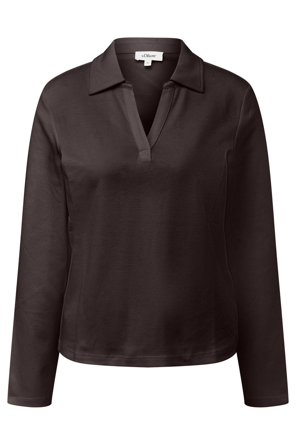 Donkerblauwe dames s.Oliver Curve top Plus Size met effen en lange mouwen