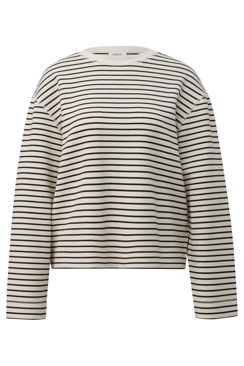 Ecru dames s.Oliver Curve gestreepte trui Plus Size van viscose met lange mouwen