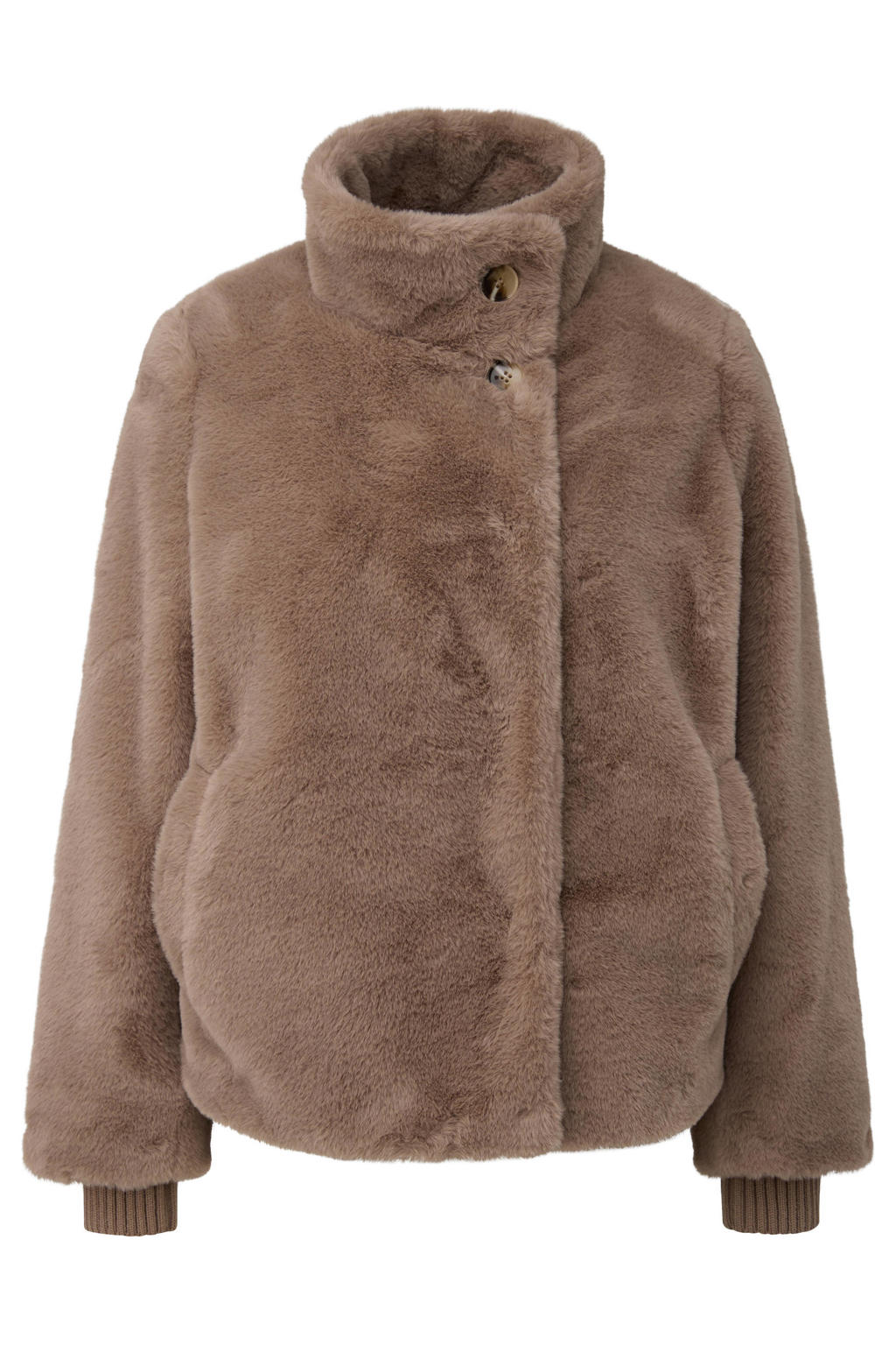 comma faux fur jas - lichtbruin
