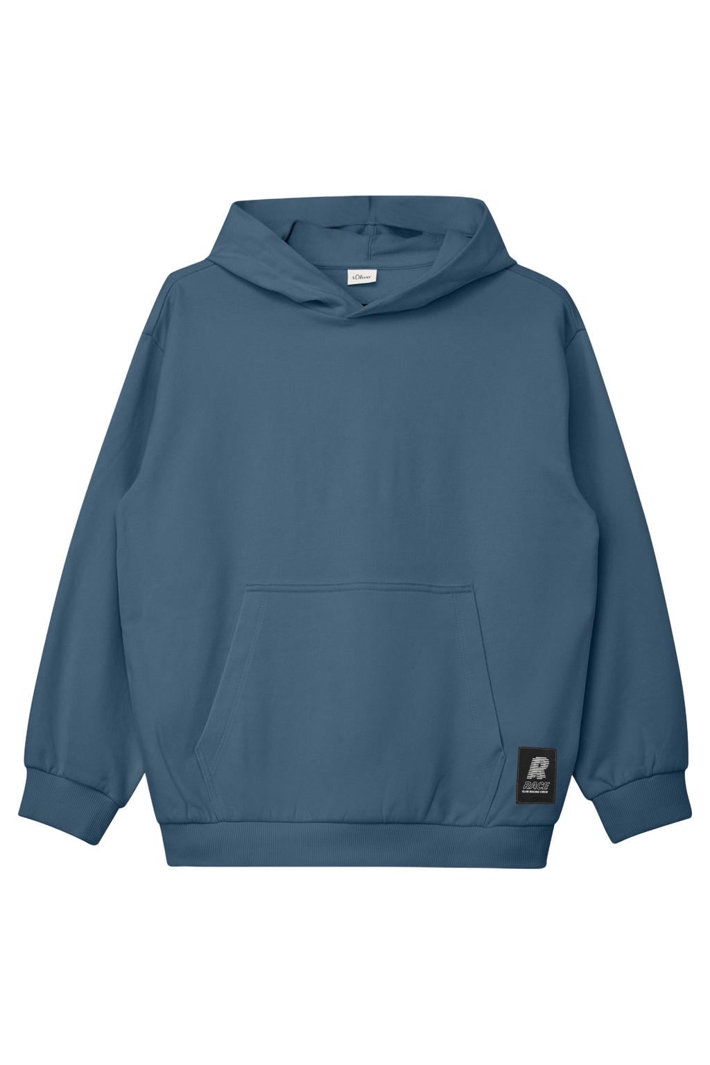 Blauwe jongens s.Oliver van sweat materiaal met effen, lange mouwen, capuchon en geribde boorden