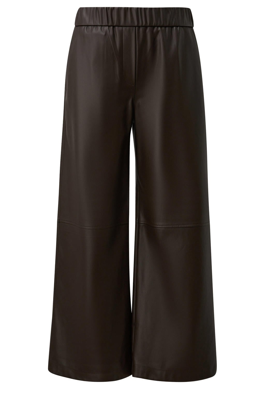 comma imitatieleren wide leg broek - donkerbruin