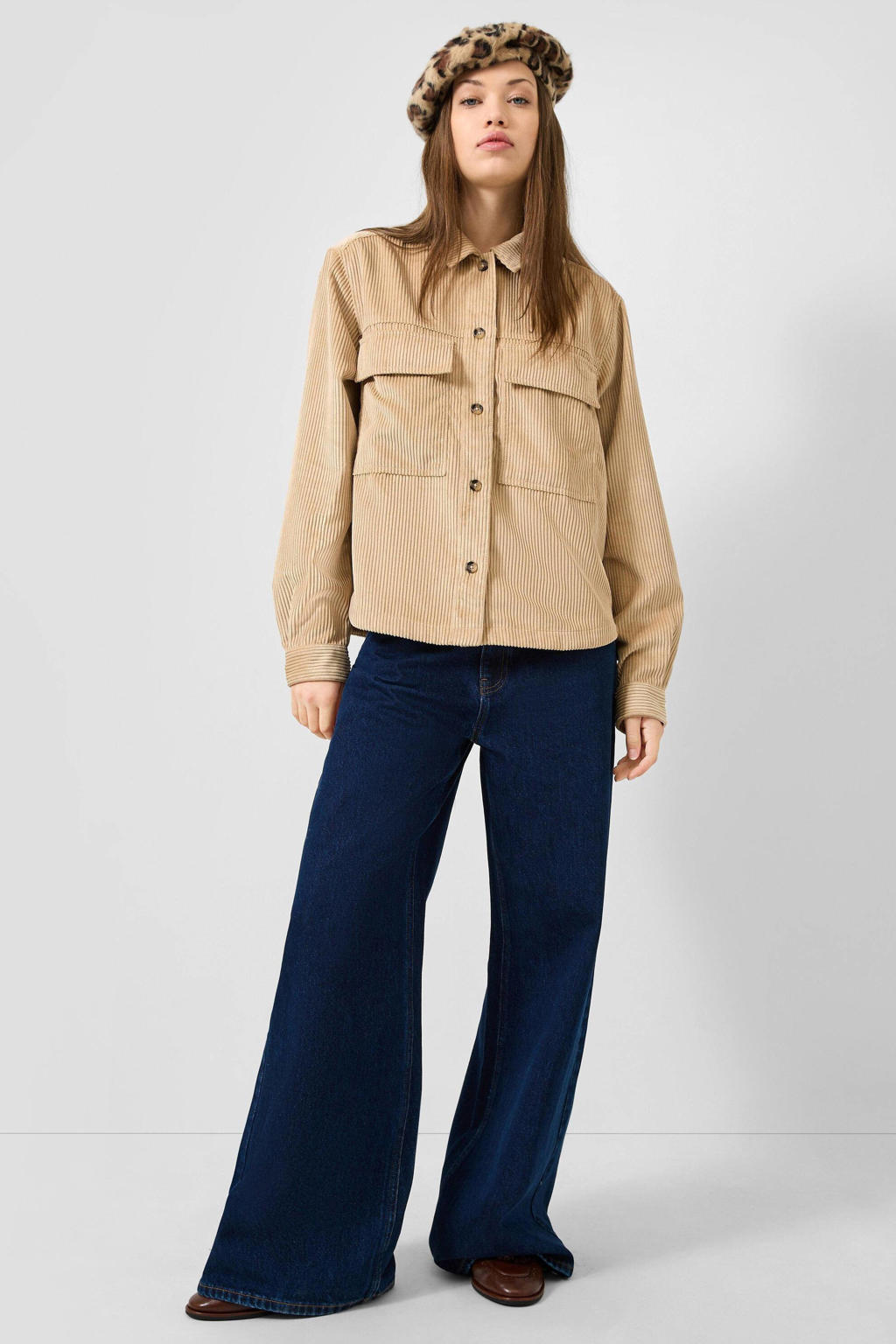 QS corduroy blouse - beige