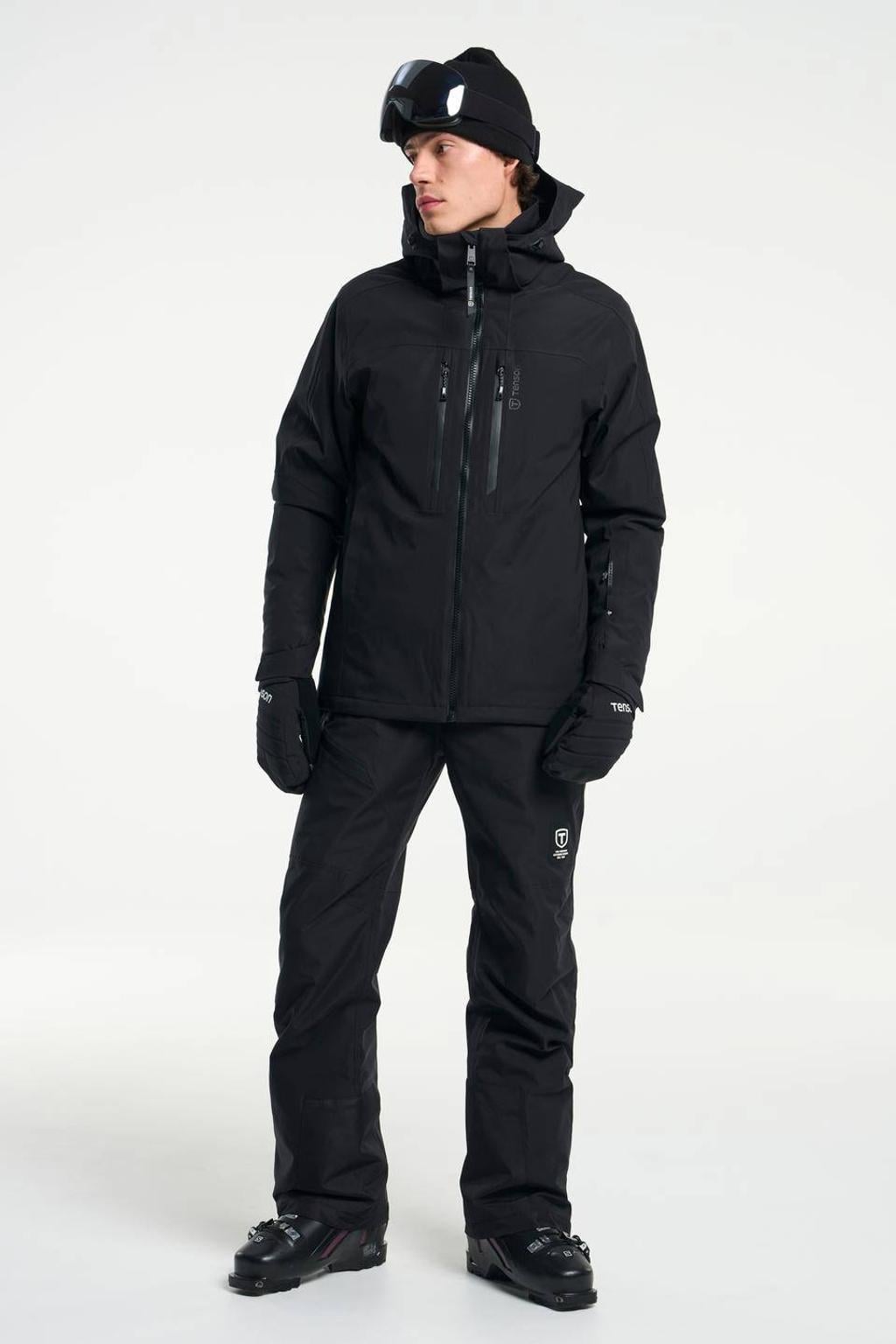 Zwarte heren Tenson ski-jas van polyester met capuchon en ritssluiting