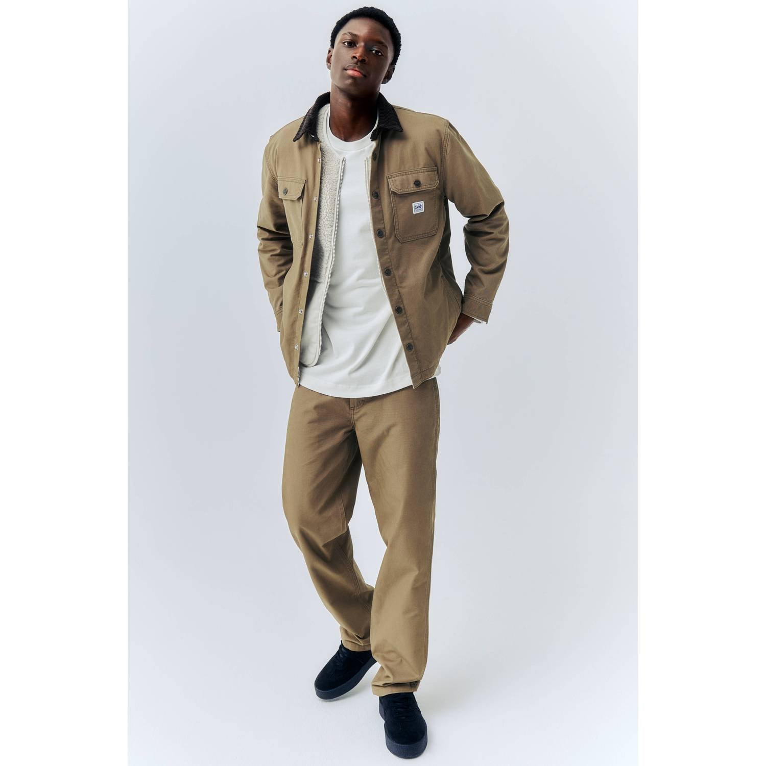 Lee relaxed fit corduroy overshirt donkerkhaki