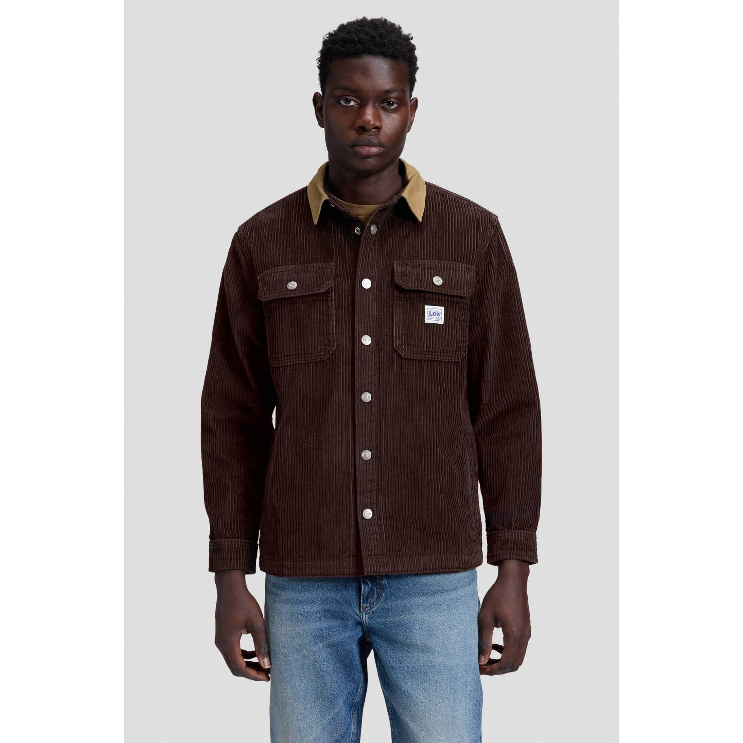 Lee relaxed fit corduroy overshirt chocolate torte