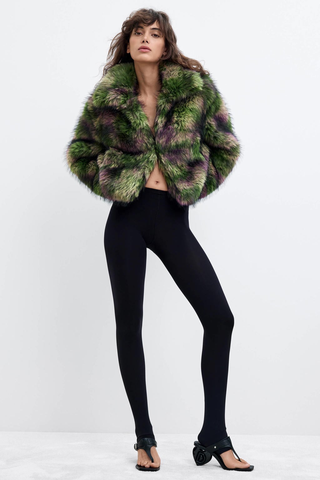 Groen en paarse dames Desigual winterjas van polyester met lange mouwen, klassieke kraag en drukknoopsluiting