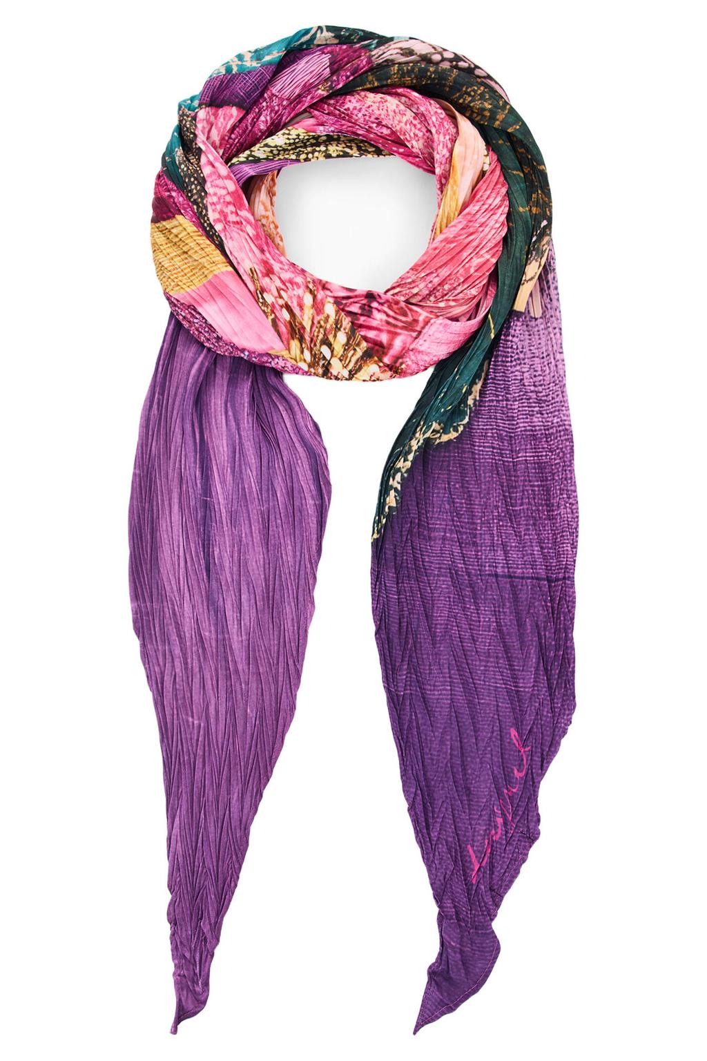 Desigual sjaal met bloemen paars