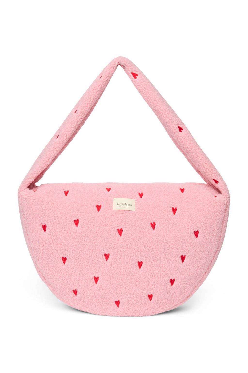 Studio Noos crossbody tas Teddy Hearts roze