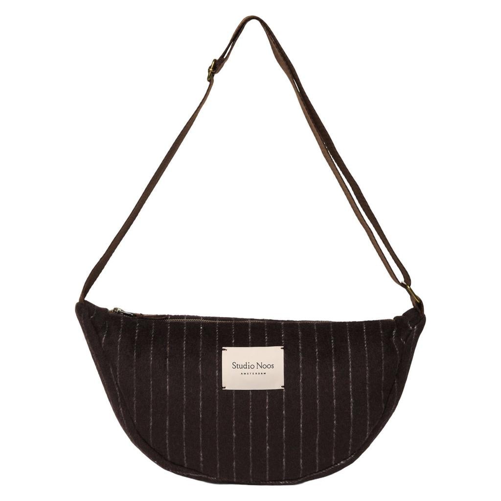 Studio Noos crossbody tas Flannel Chalkstripe donkerbruin