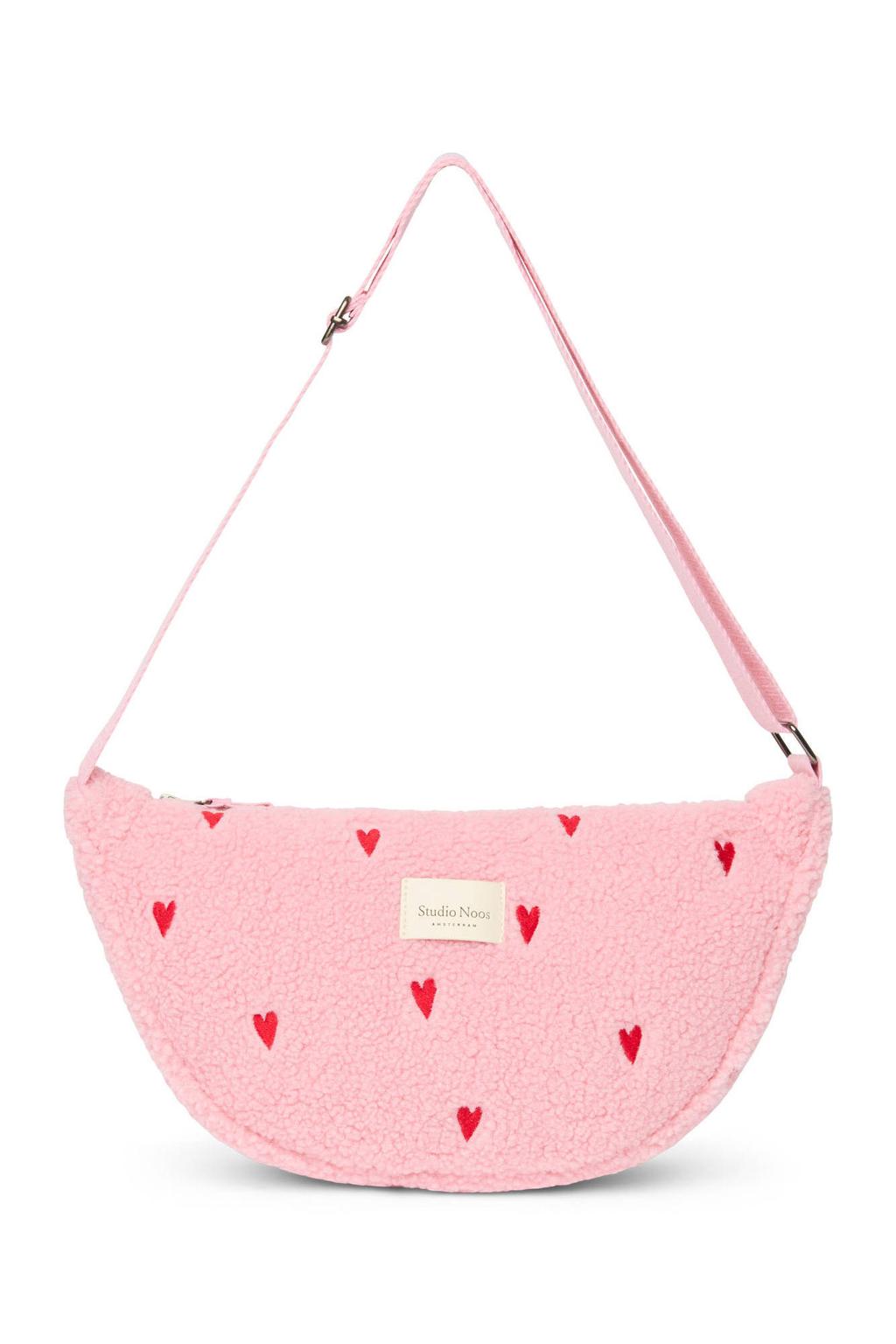 Studio Noos crossbody tas Teddy Hearts roze