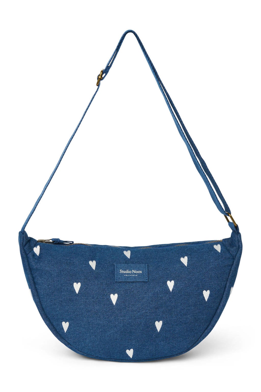 Studio Noos denim crossbody tas Hearts donkerblauw