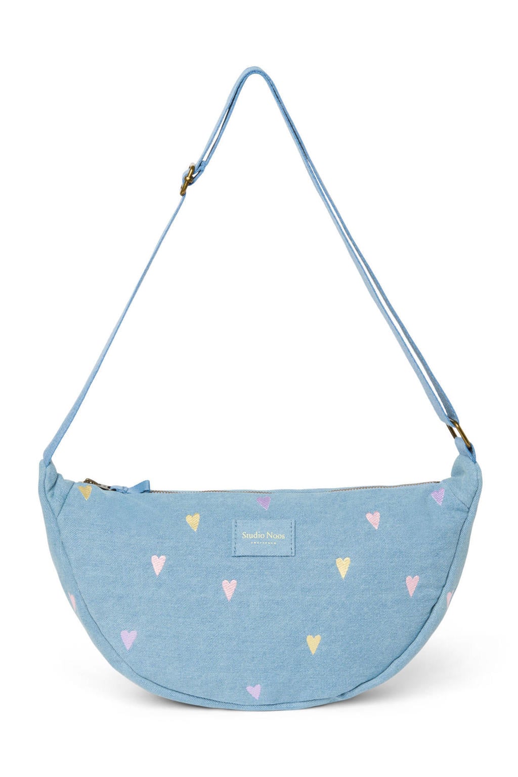 Studio Noos denim crossbody tas Hearts lichtblauw
