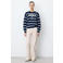 Grace & Mila gestreepte trui met wol - marineblauw/wit