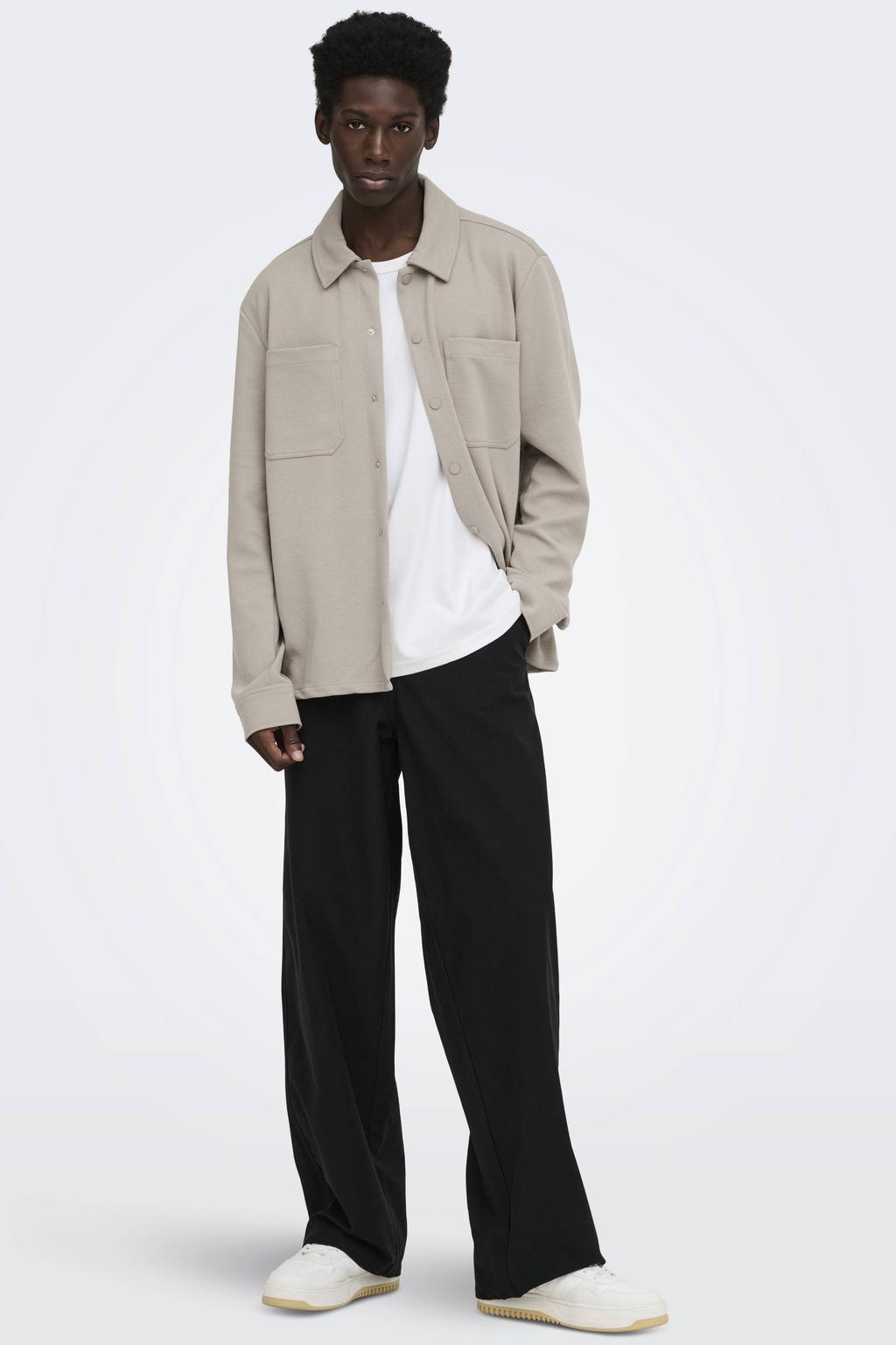 ONLY & SONS regular fit twill overshirt - kaki