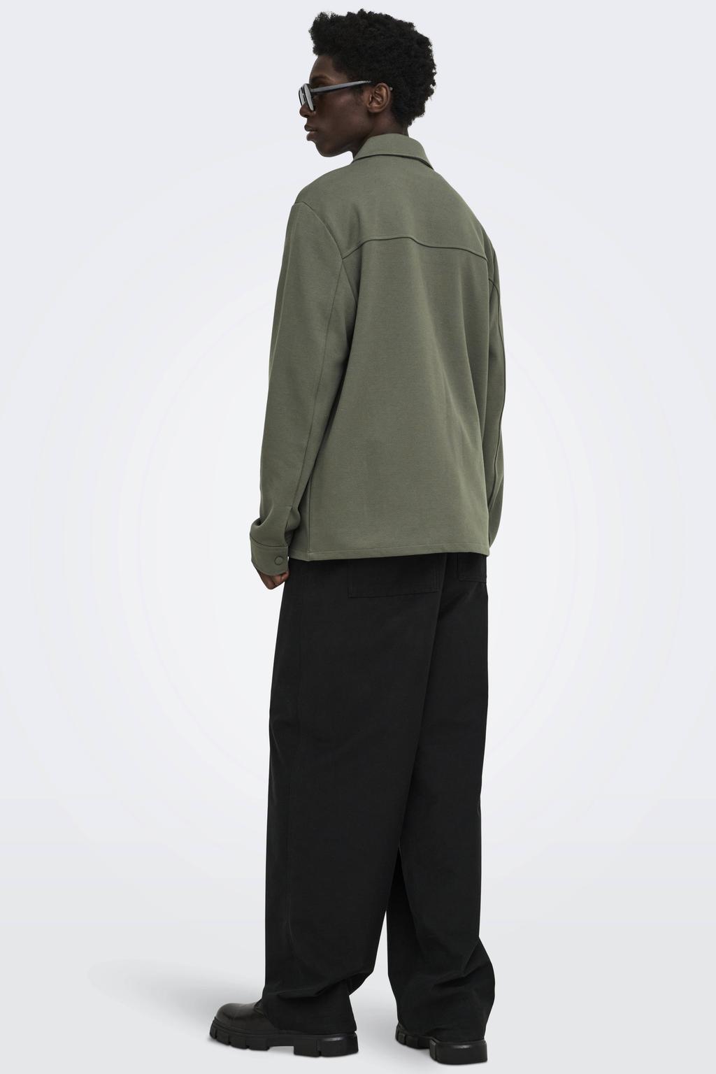 ONLY & SONS regular fit twill overshirt - beluga