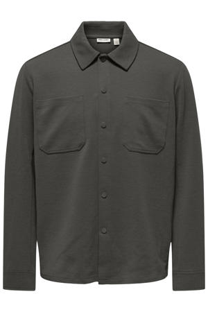 regular fit twill overshirt - beluga