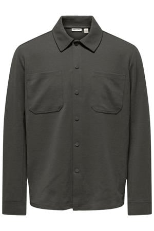 regular fit twill overshirt - beluga