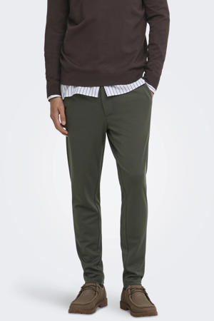 viscose slim fit chino - donkergroen