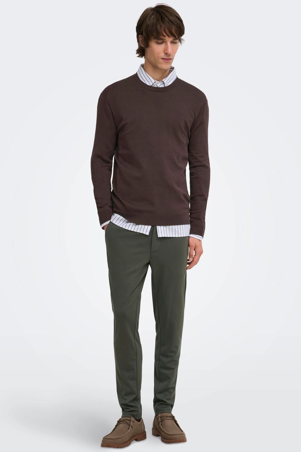 ONLY & SONS viscose slim fit chino - donkergroen
