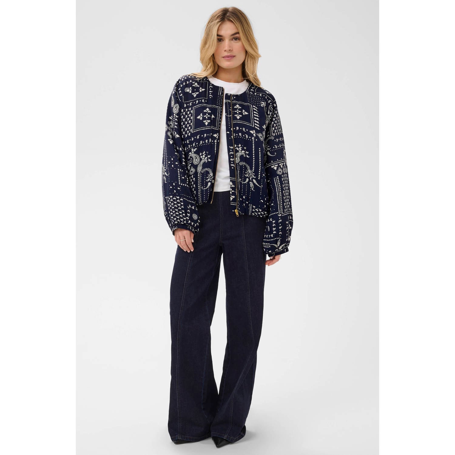 Saint Tropez bomberjas met paisley donkerblauw wit