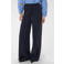 Saint Tropez high waist wide leg casual broek - donkerblauw