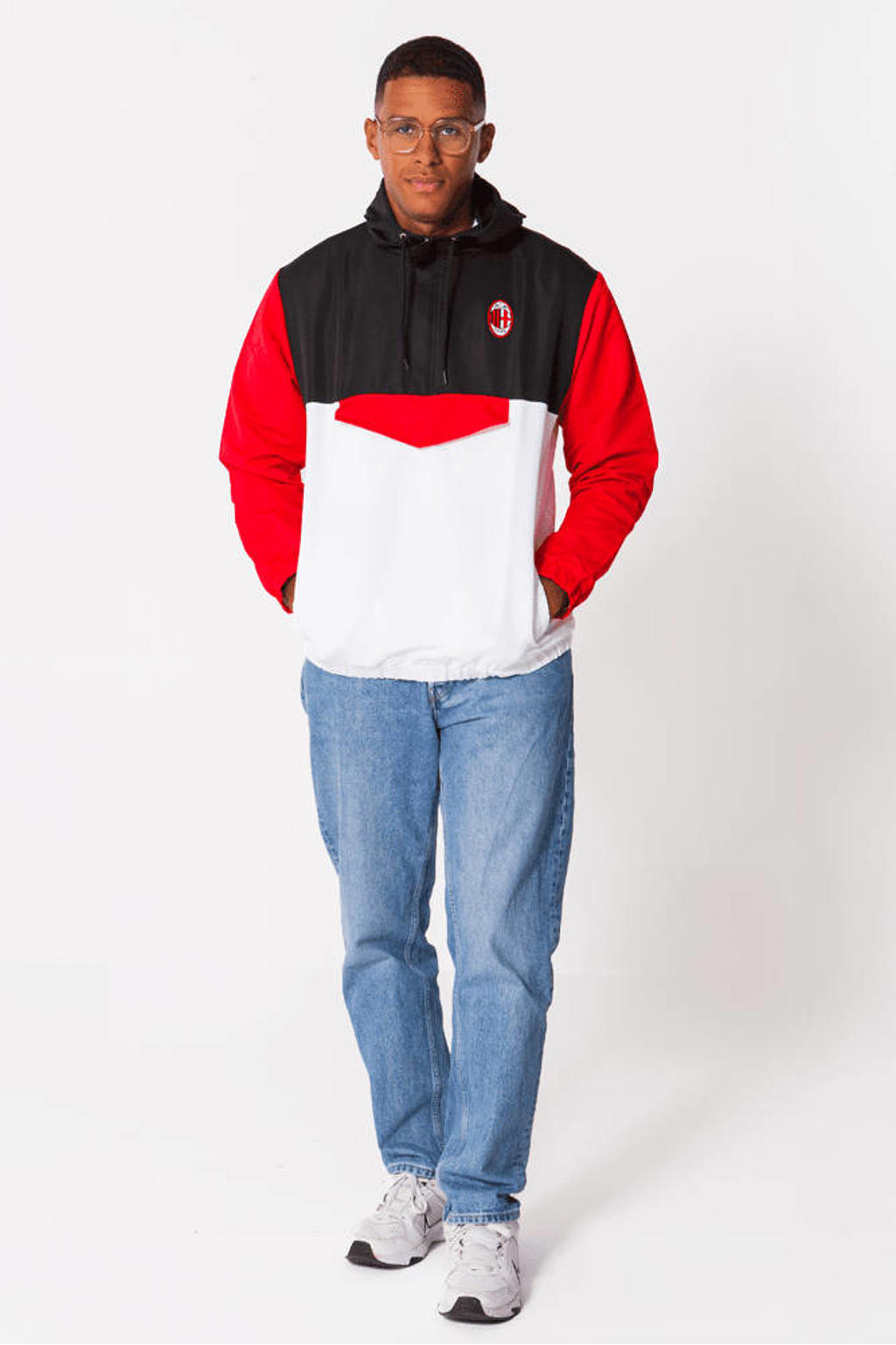 Official Fanwear AC Milan Windbreaker Wit/Zwart/Rood